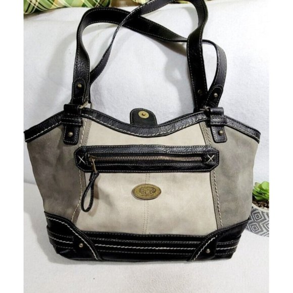 BOC Gray Dove &‎ Black Cronton Vinyl Tote	Bag - Picture 1 of 16